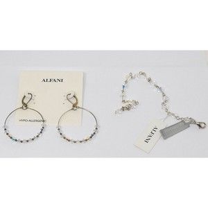 Alfani Crystallized With Swarovski Silver Tone Bracelet & Earrings